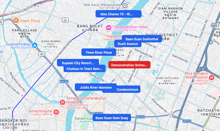 Map Rajab Condos Near Demonstration School of Suan Sunandha Rajabhat University ...
